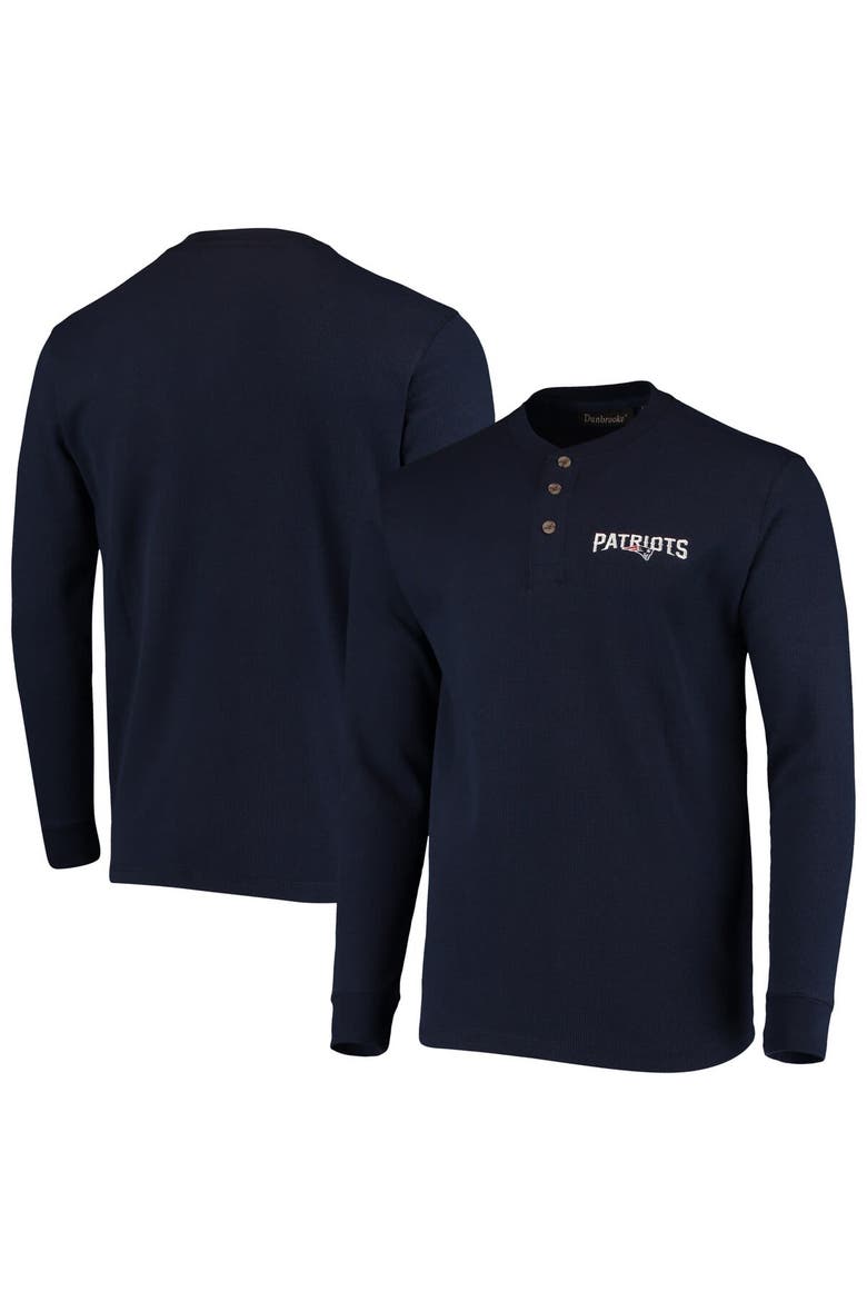 Men's Dunbrooke Navy New England Patriots Logo Maverick Thermal Henley Long Sleeve T-Shirt, Main, color, Navy