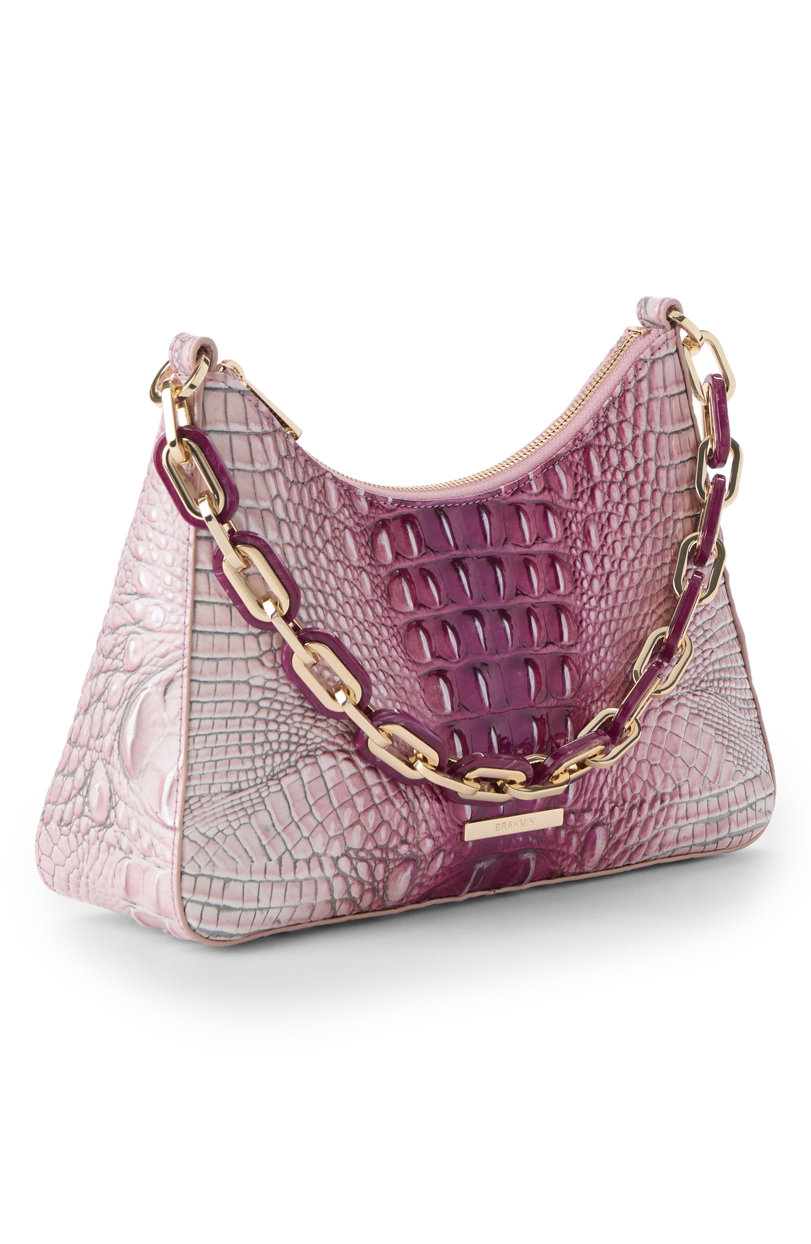 Mod Esme Croc Embossed Leather Shoulder Bag, Alternate, color, ISLAND PETAL