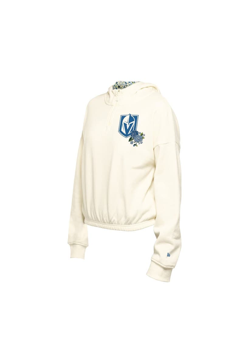 New Era Women's New Era Cream Vegas Golden Knights Glam Game Quarter-Zip Cropped Floral Hoodie Pullover, Alternate, color, Cream