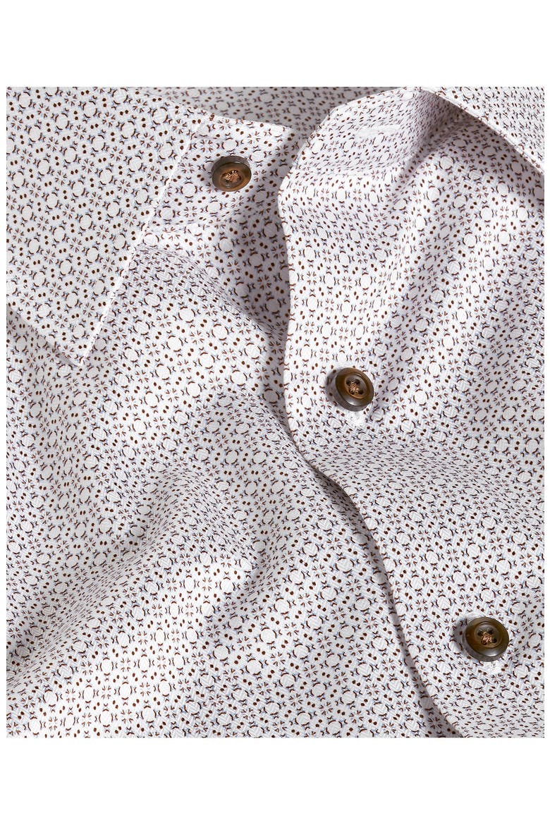 Trim Fit Geometric Print Cotton Dress Shirt, Alternate, color, WHITE/ CHOCOLATE
