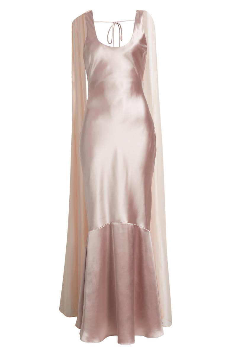 Lulus Aida Tie Back Satin Gown, Alternate, color, Light Mauve