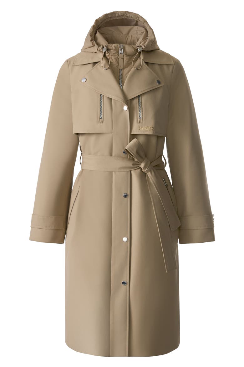 Siobhan Down Trench Coat with Removable Bib, Alternate, color, LIGHT CAMEL