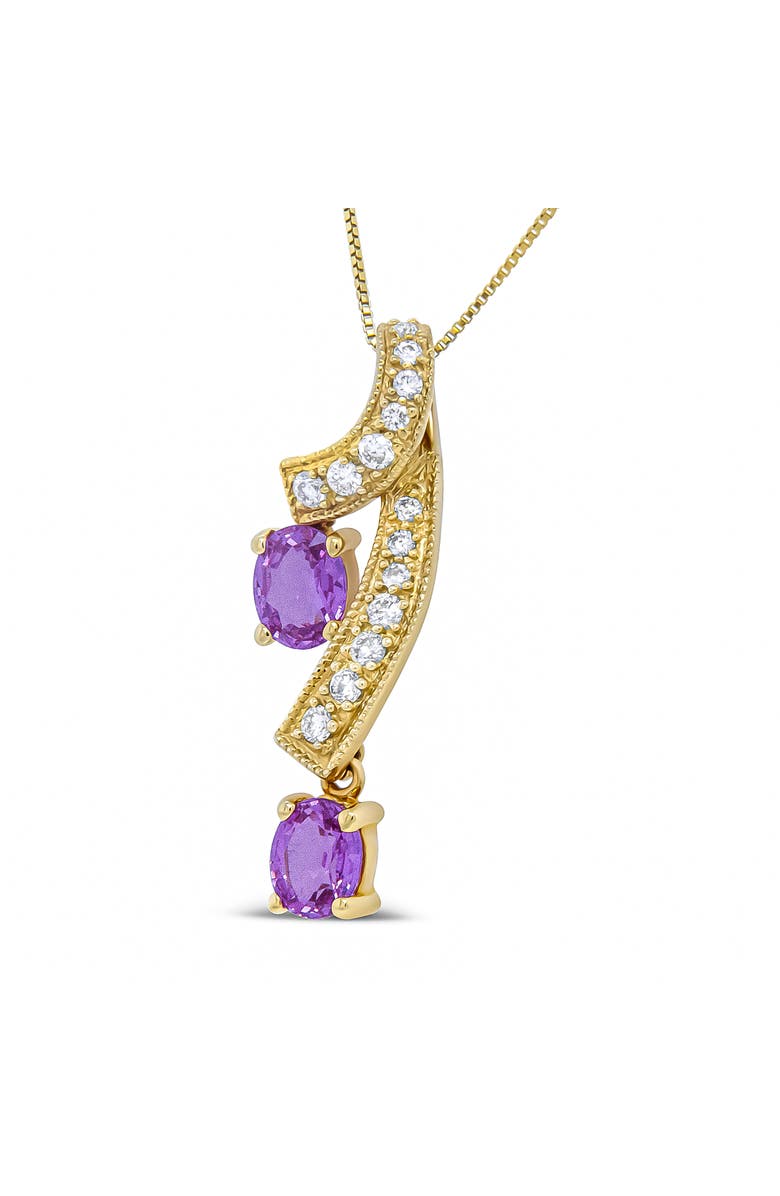 Haus of Brilliance 14K Yellow Gold 6x4mm Oval Pink Sapphire and 1/5 Cttw Diamond Pendant Necklace -, Alternate, color, Yellow