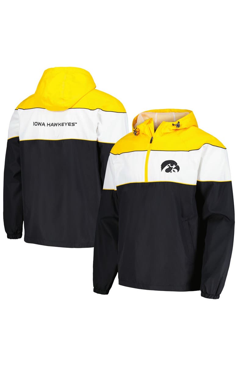 G-III SPORTS BY CARL BANKS Men's G-III Sports by Carl Banks Black Iowa Hawkeyes Center Line Half-Zip Raglan Hoodie Jacket, Main, color, Black