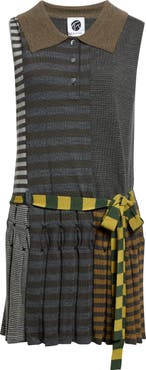 YanYan Mismatch Sleeveless Polo Merino Wool Dress