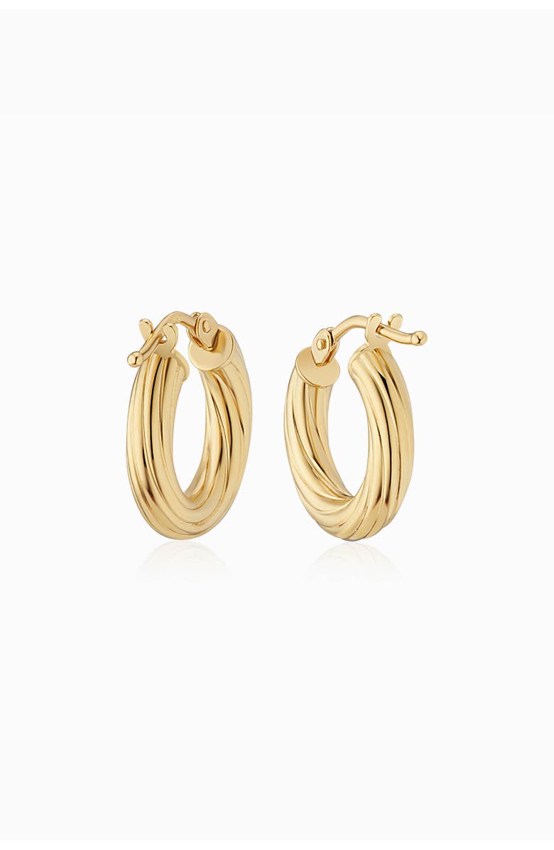 Oradina 18K Yellow Gold With a Twist Mini Hoops, Main, color, 