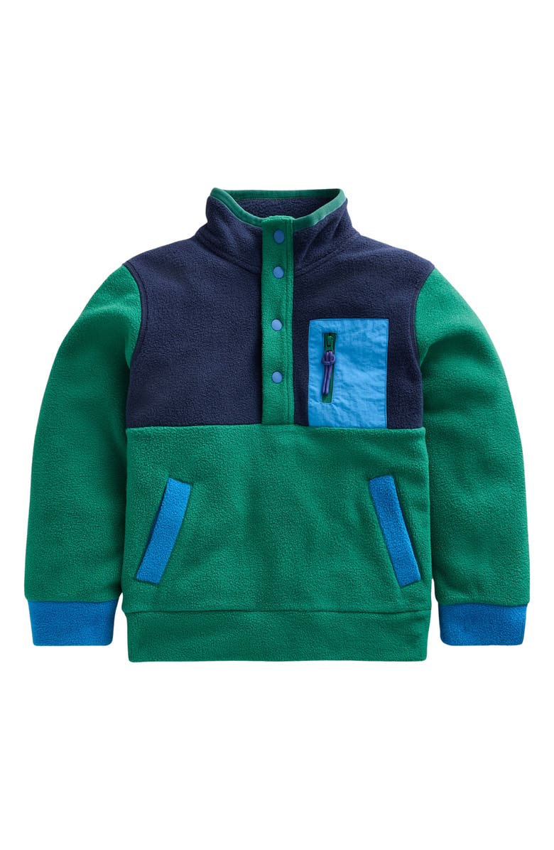 Mini Boden Kids' Colorblock Snap Placket Fleece Pullover, Main, color, 