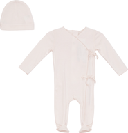 Little Fragile Girl Wrap Front Overlap Twill Tape Detail Romper with Matching Hat