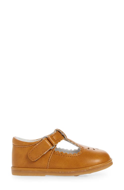 L'amour Dottie Scalloped T-strap Shoe In Brown