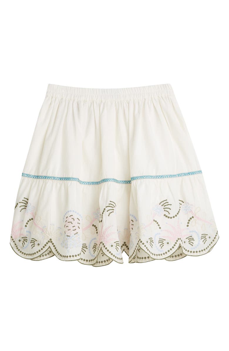 Scotch & Soda Kids' Embroidered Scalloped Hem Cotton Skirt, Alternate, color, Eggnog