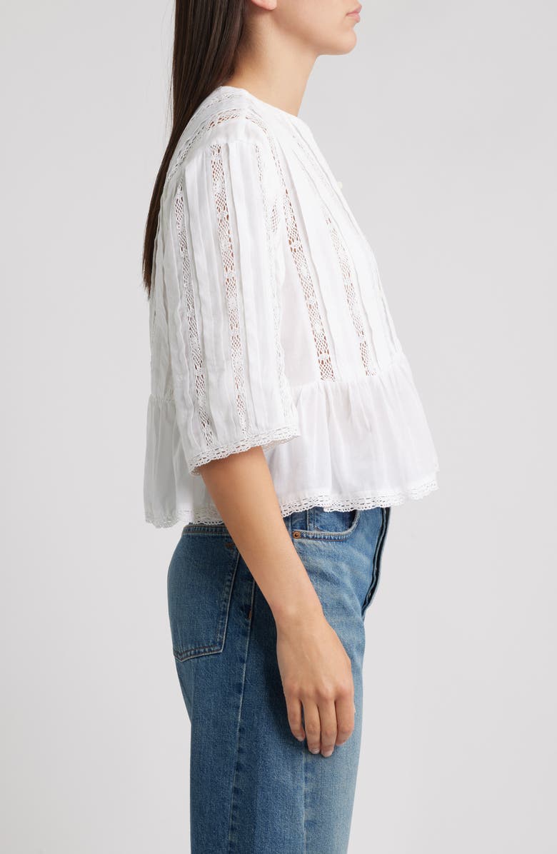 Madewell Bobbi Lace Trim Peplum Top, Alternate, color, 