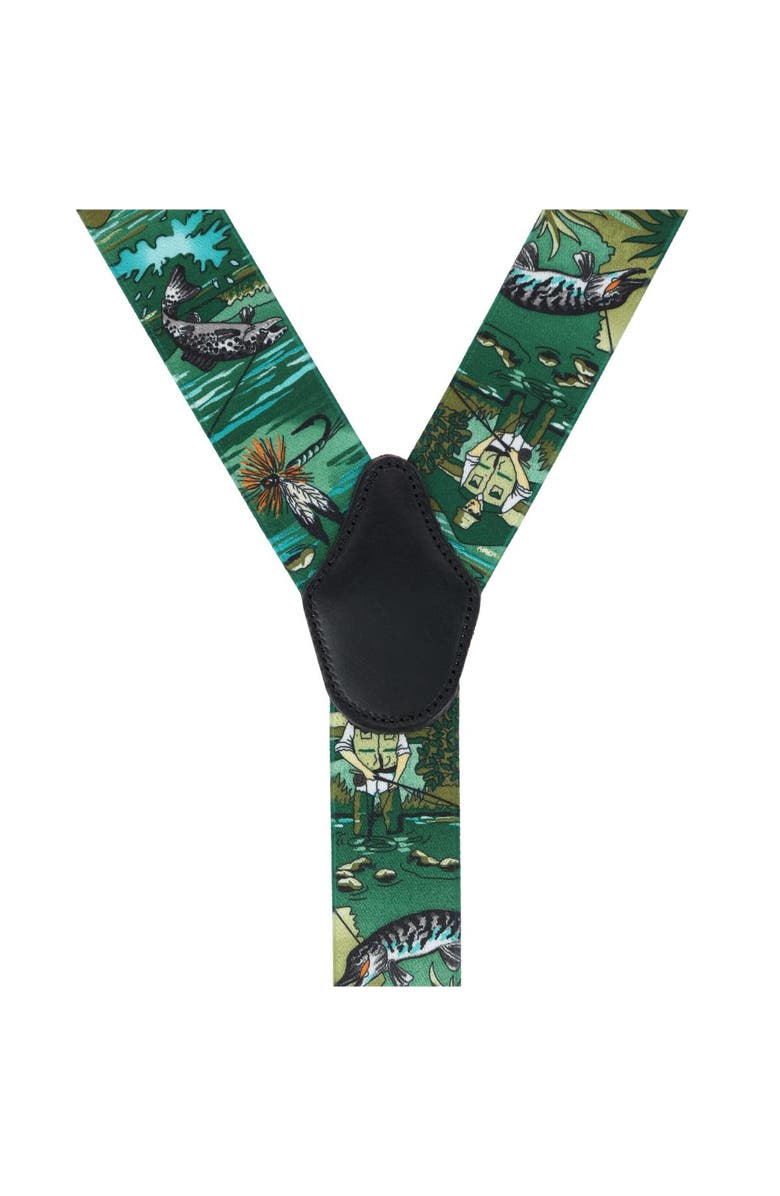 Ascentix Men's Angler Fishing Clip End Suspenders, Alternate, color, Green