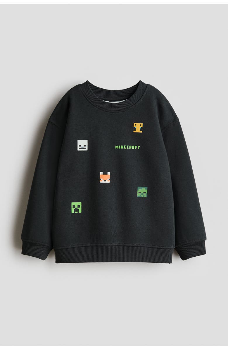 H&M Printed sweatshirt, Main, color, Black/Minecraft