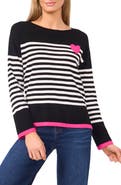 CeCe Sailor Stripe Heart Sweater