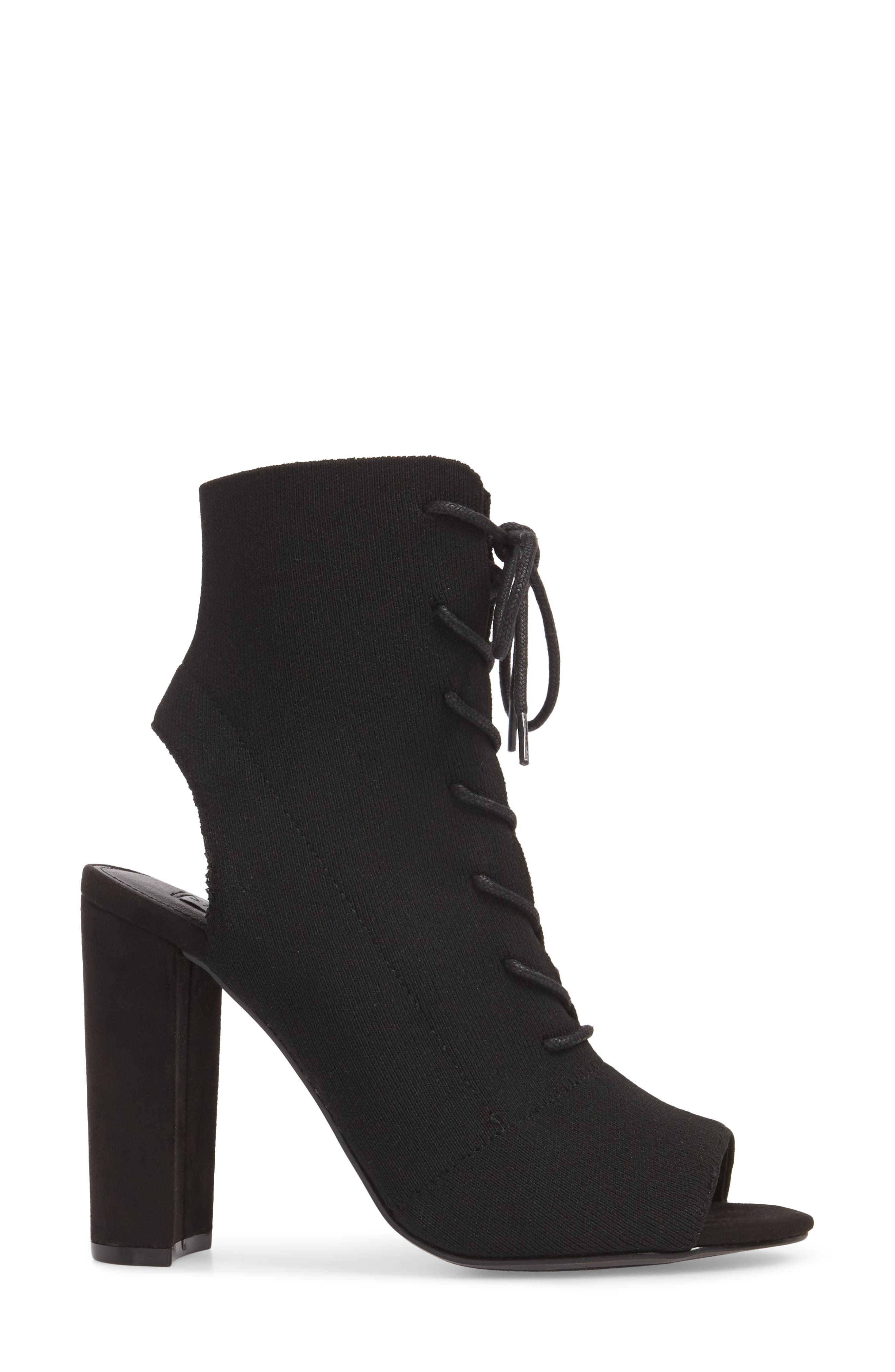 Capture Lace-Up Sock Bootie, Alternate, color, BLACK