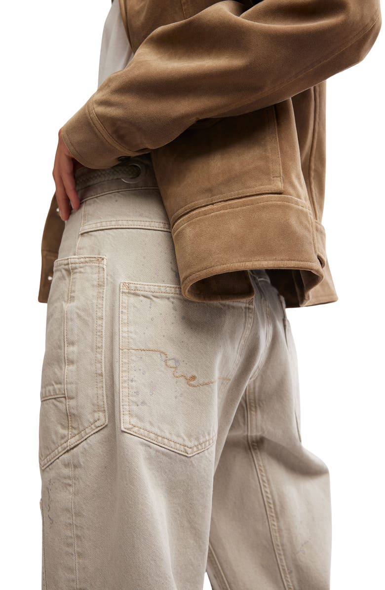 Free People Night Ranch Faux Suede Trucker Jacket, Alternate, color, Antique Bronze