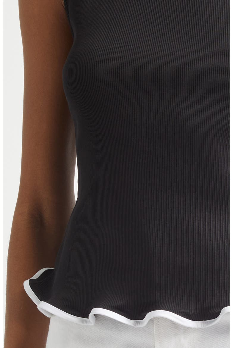 Elianne Rib Stretch Cotton Tank, Alternate, color, BLACK