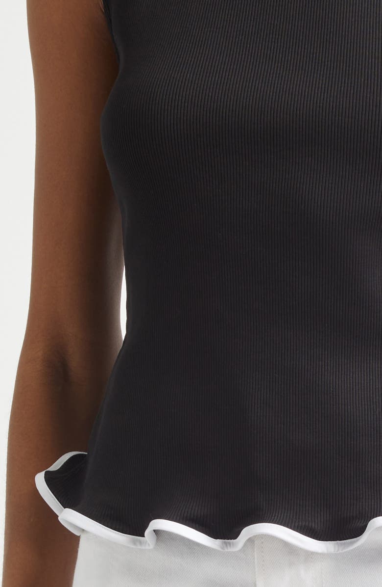 Veronica Beard Elianne Rib Stretch Cotton Tank, Alternate, color, Black