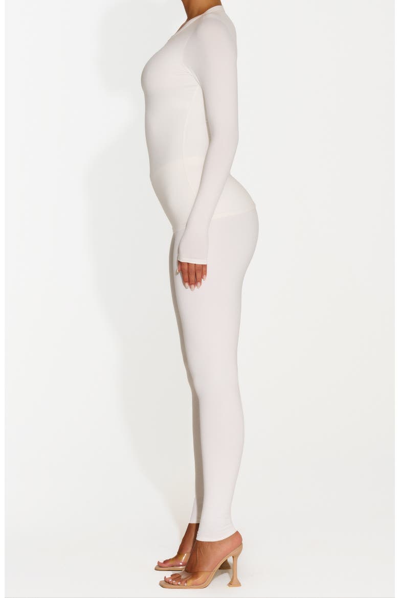 Bare Crewneck Long Sleeve Top, Alternate, color, WHITE