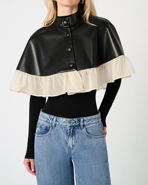 Weworewhat Ruffle Cropped Cape In Black/sand