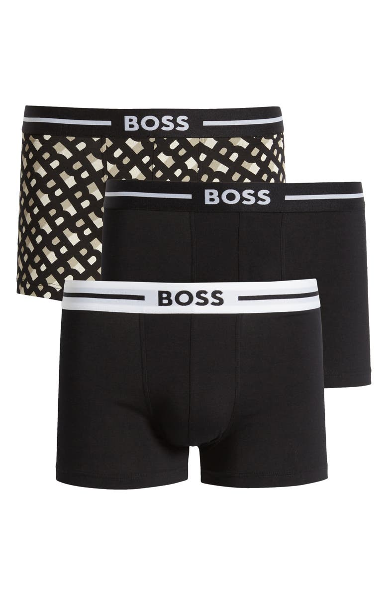 BOSS Assorted 3-Pack Power Stretch Cotton Trunks, Main, color, 