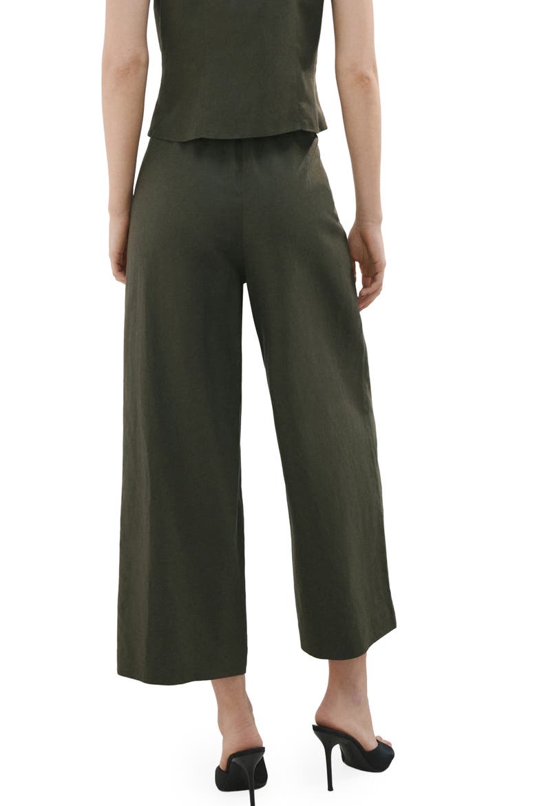 Cotton & Linen Blend Crop Straight Leg Pants, Alternate, color, KHAKI GREEN