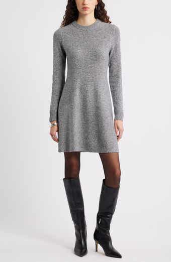 Nordstrom Marled Long Sleeve Wool & Cashmere Fit & Flare Minidress