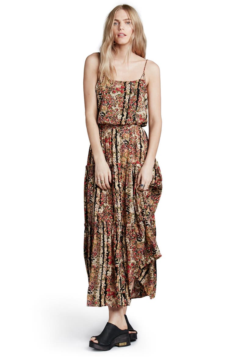 'Valerie' Floral Blouson Maxi Dress, Alternate, color, BLACK COMBO