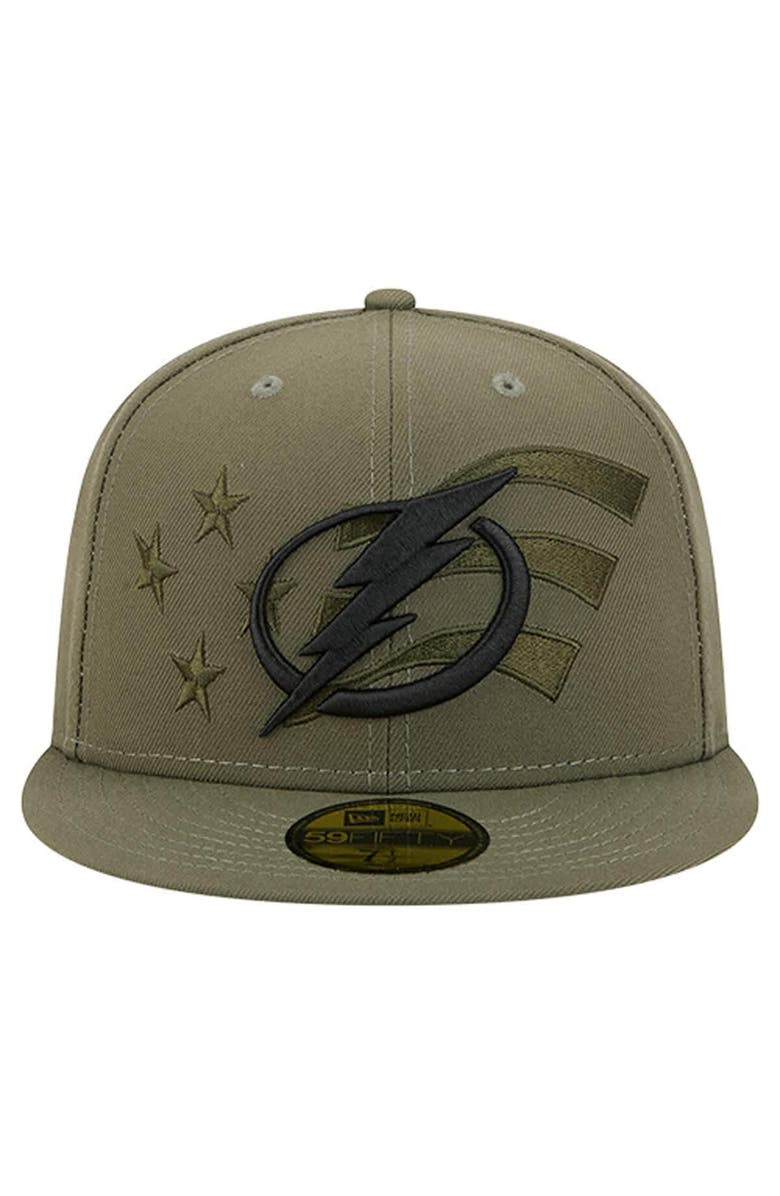 New Era Men
s New Era  Olive Tampa Bay Lightning Military Appreciation Flag 59FIFTY Fitted Hat, Alternate, color, Olive