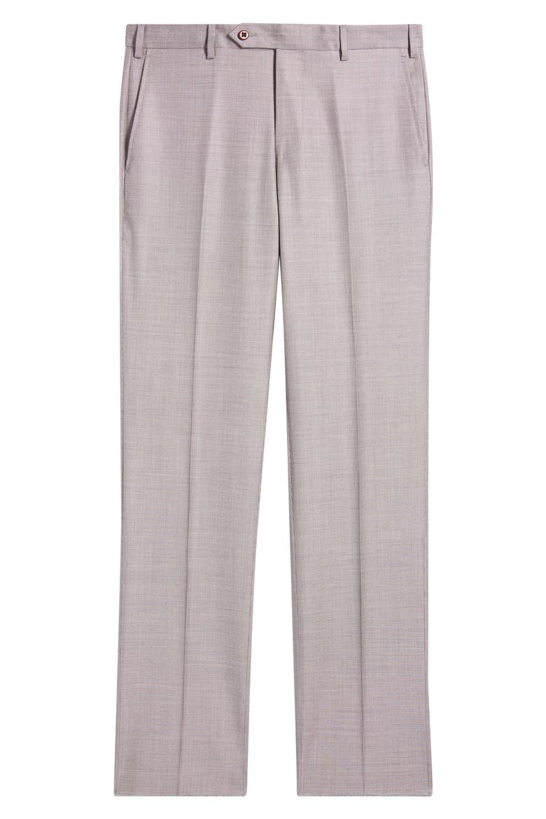 Devon Flat Front Plaid Wool Dress Pants, Alternate, color, RED