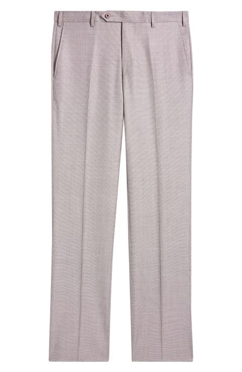 Devon Flat Front Plaid Wool Dress Pants