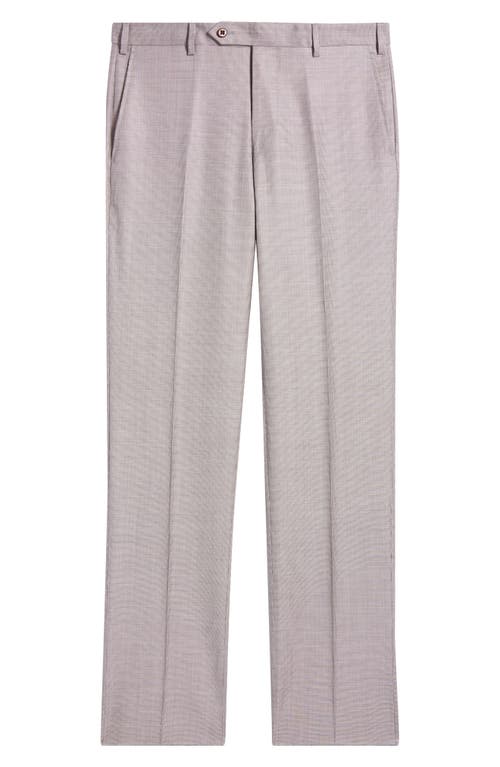 Zanella Devon Flat Front Plaid Wool Dress Pants In Gray
