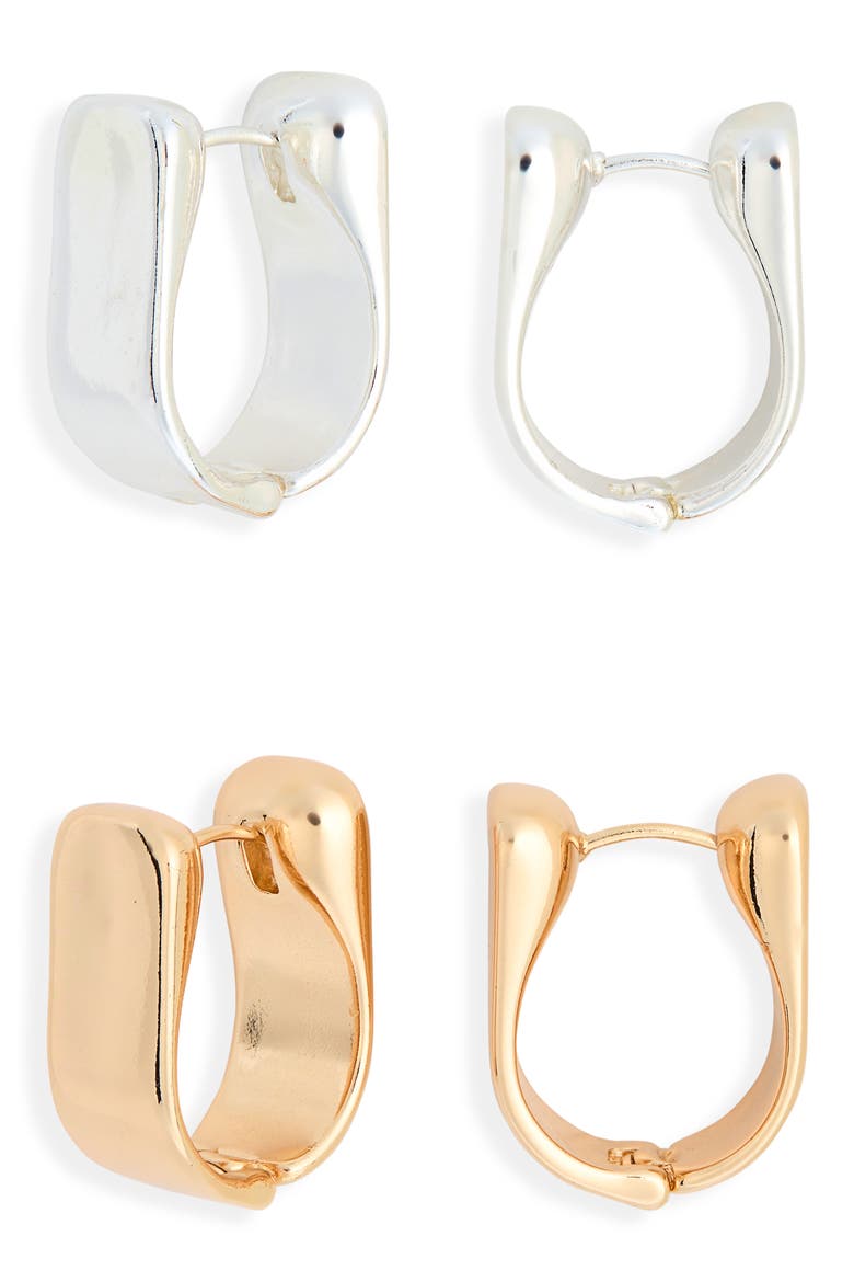 2-Pack Tulip Hoop Earrings, Main, color, GOLD- SILVER