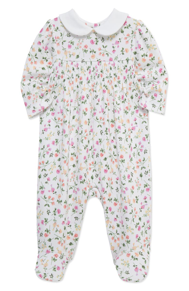 Little Me Scatter Floral Pima Cotton Footie, Alternate, color, Pink Multi
