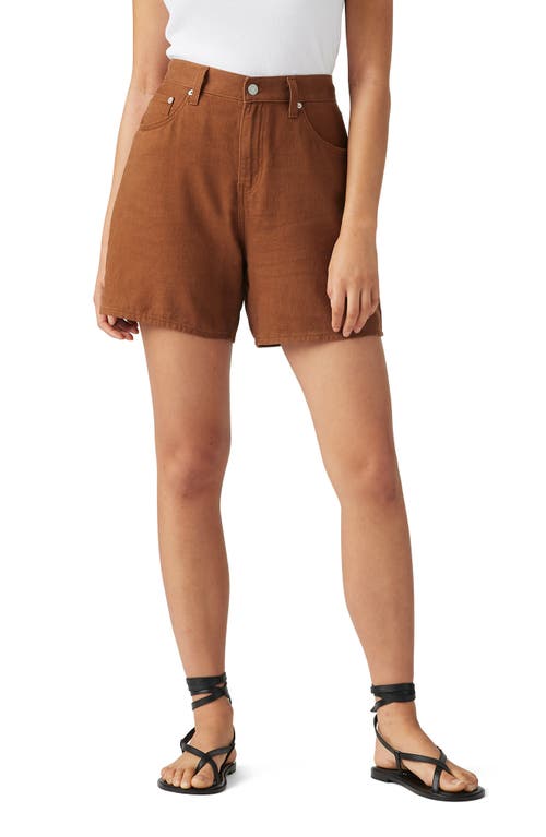Levi's High Rise Baggy Cotton Linen Shorts In Sorrel Horse