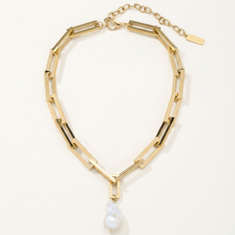17" Terry Chain Chunky Heavy Weight Baroque Freshwater Pearl 25mm Pearl Necklace