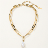 Bliss Diamond 17" Terry Chain Chunky Heavy Weight Baroque Freshwater Pearl 25mm Pearl Necklace