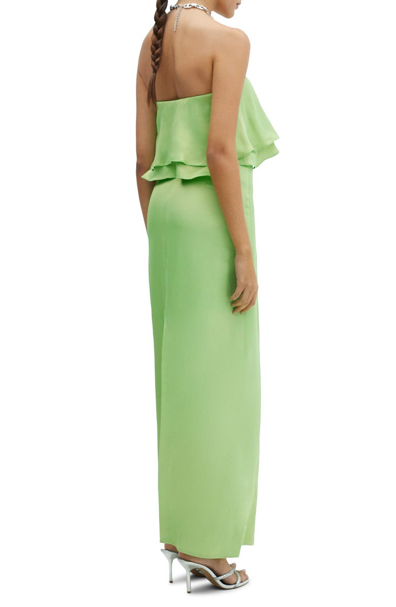 MANGO Ruffle Strapless Satin Dress, Alternate, color, 