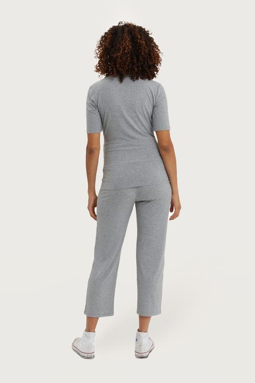 Nom Maternity Calista Ribbed Nursing Top In Gray