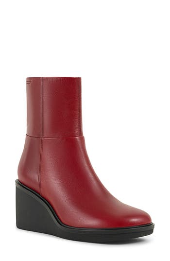 Vagabond Shoemakers Deena Platform Wedge Bootie In Red