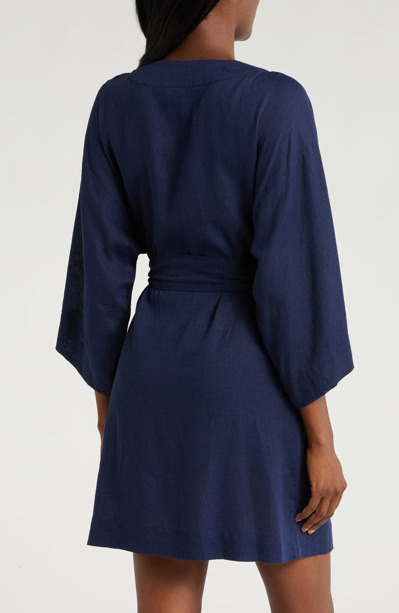 Nordstrom Vacation Linen Blend Robe, Alternate, color, Navy Peacoat