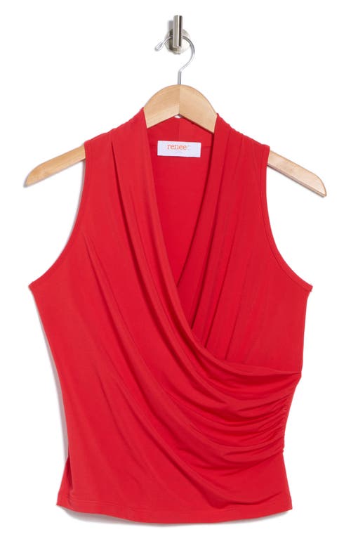Renee C Surplice V-neck Sleeveless Top In Red