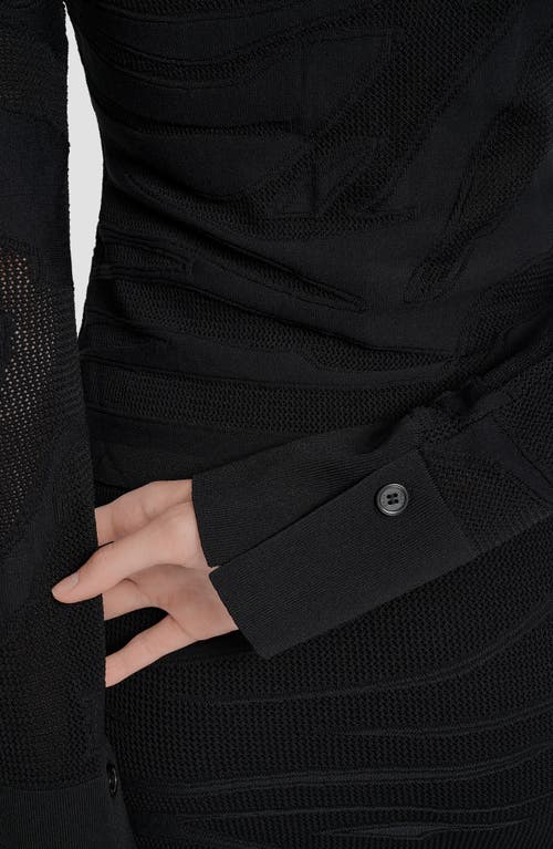 Dkny Zebra Stripe Cardigan In Black