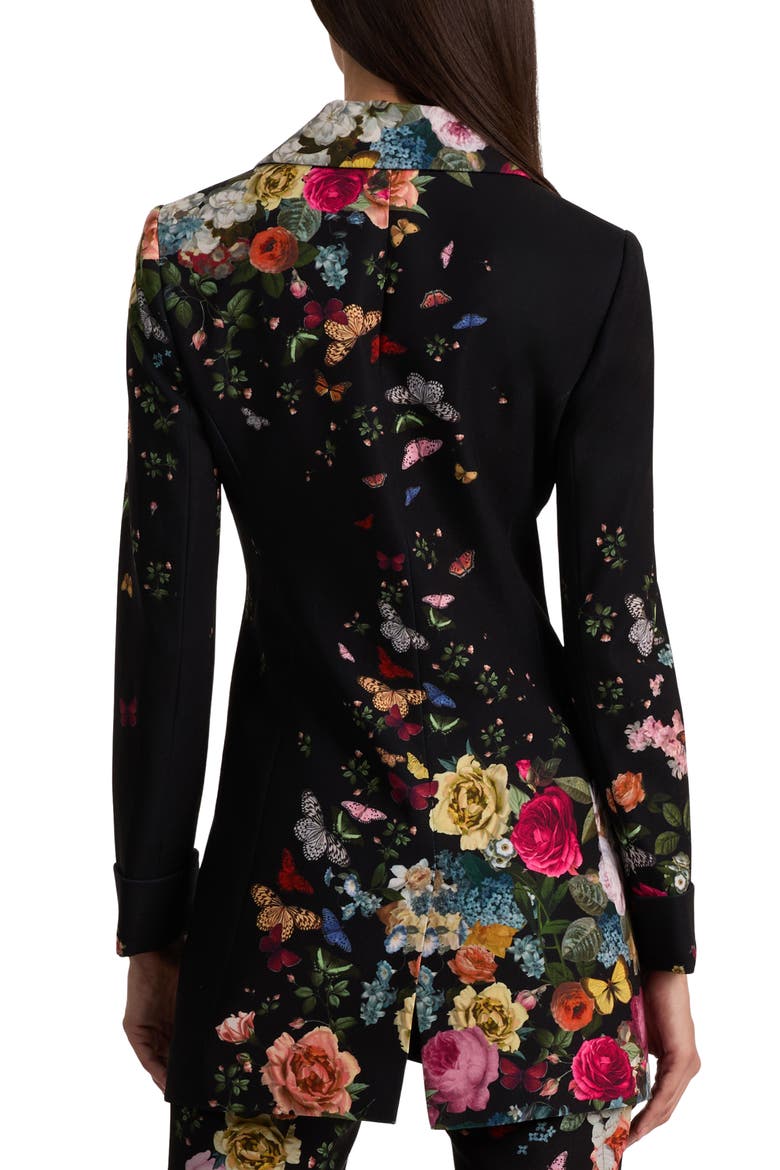 Mya Butterfly & Floral Print Blazer, Alternate, color, SOLAR STRENGTH BLACK