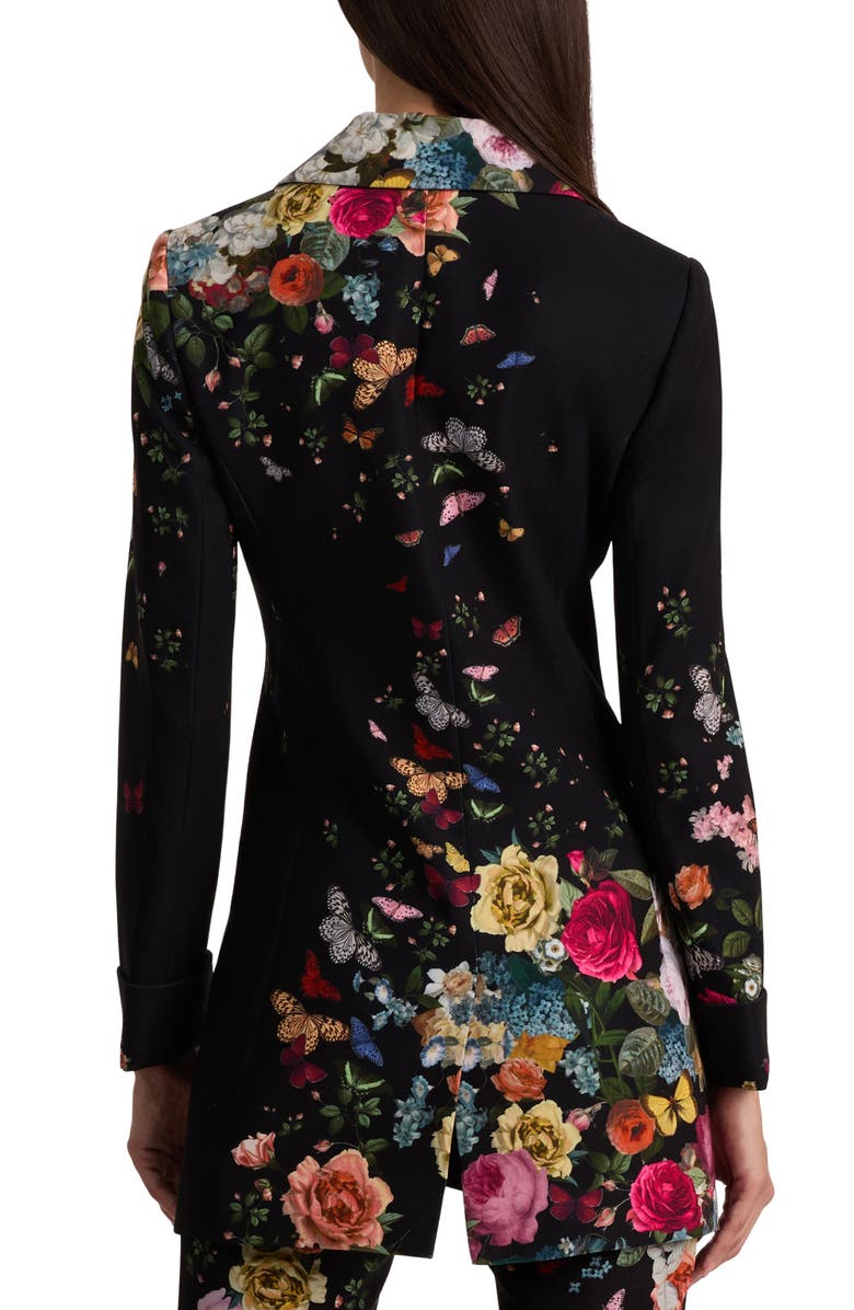 Alice + Olivia Mya Butterfly & Floral Print Blazer, Alternate, color, Solar Strength Black