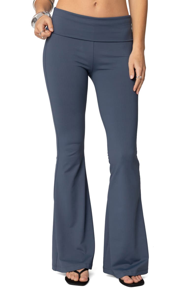 T-Party Fold Over Mineral Washed Bootcut Yoga Pants CJ7477 Comfy Stretchy