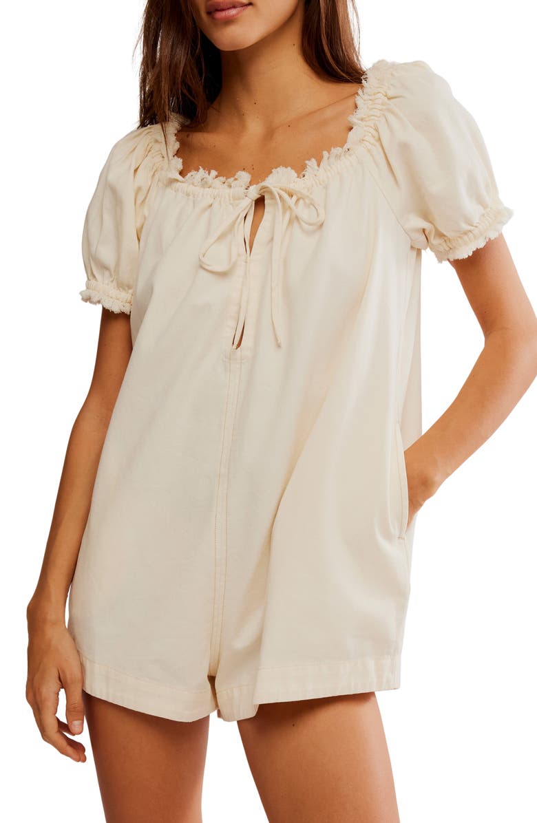 Free People Daisy Denim Babydoll Romper, Main, color, Vanilla