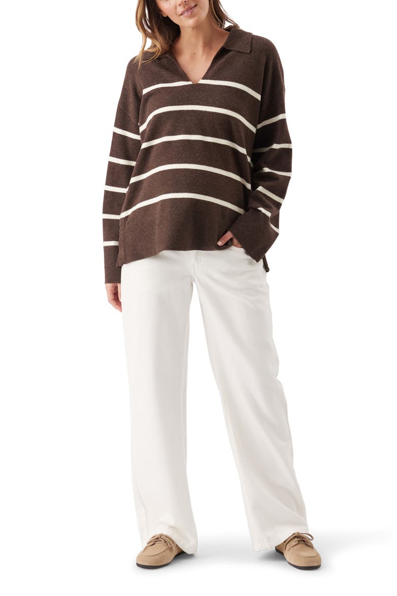 Scout Stripe Maternity/Nursing Knit Sweater, Alternate, color, Chocolate / White