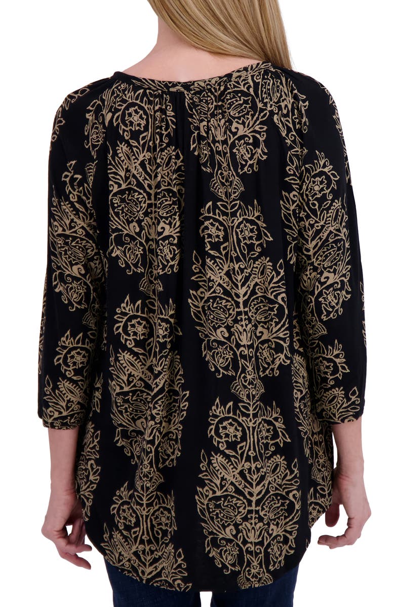 Lucky Brand Floral Raglan Sleeve Top, Alternate, color, Black Multi