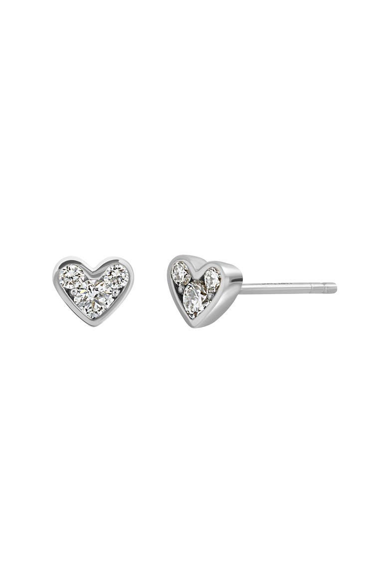 Mika Diamond Heart Stud Earrings (Nordstrom Exclusive), Main, color, 18K WHITE GOLD